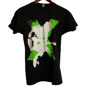 Rock Me Ed Sheeran X Tour Band Tee Shirt Black Green White Printed Slim Fit M